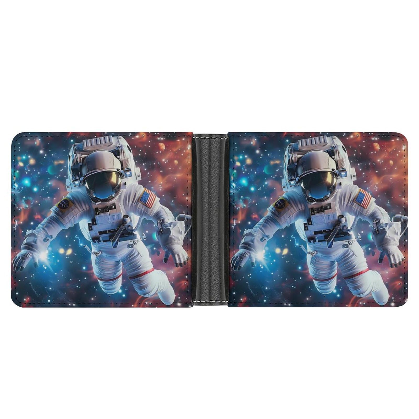 Astronaut Outer Space Funny Men's Slim Bifold Wallet with Multiple Card Slots Front Pocket Purse
