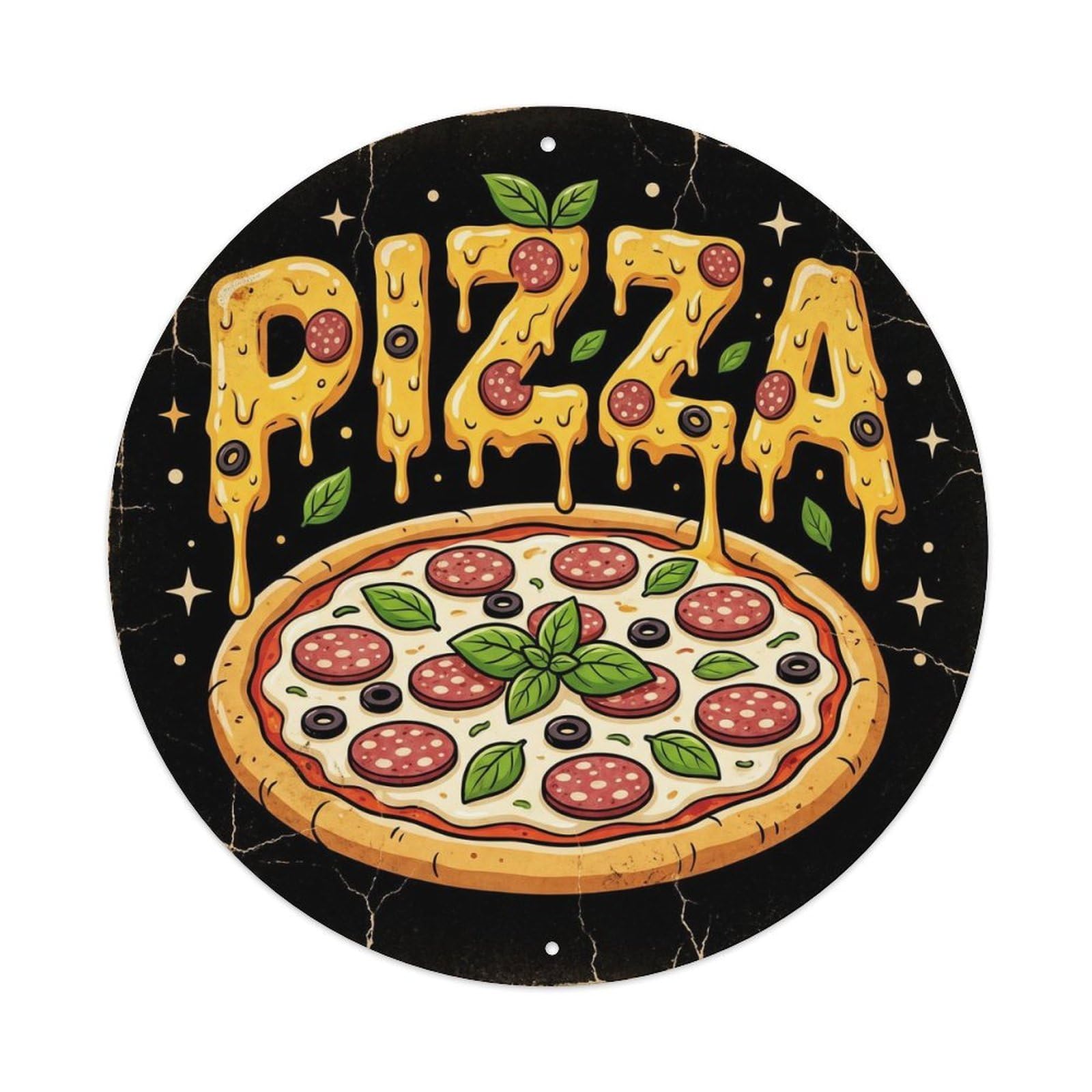 Cwbufd Vintage Style Vintage Pizza Slice White Sauce Vintage Metal Tin Sign Plaque Wall Decor For Cafe, Club Bar, Office, Garden Metal Poster 8X8inch
