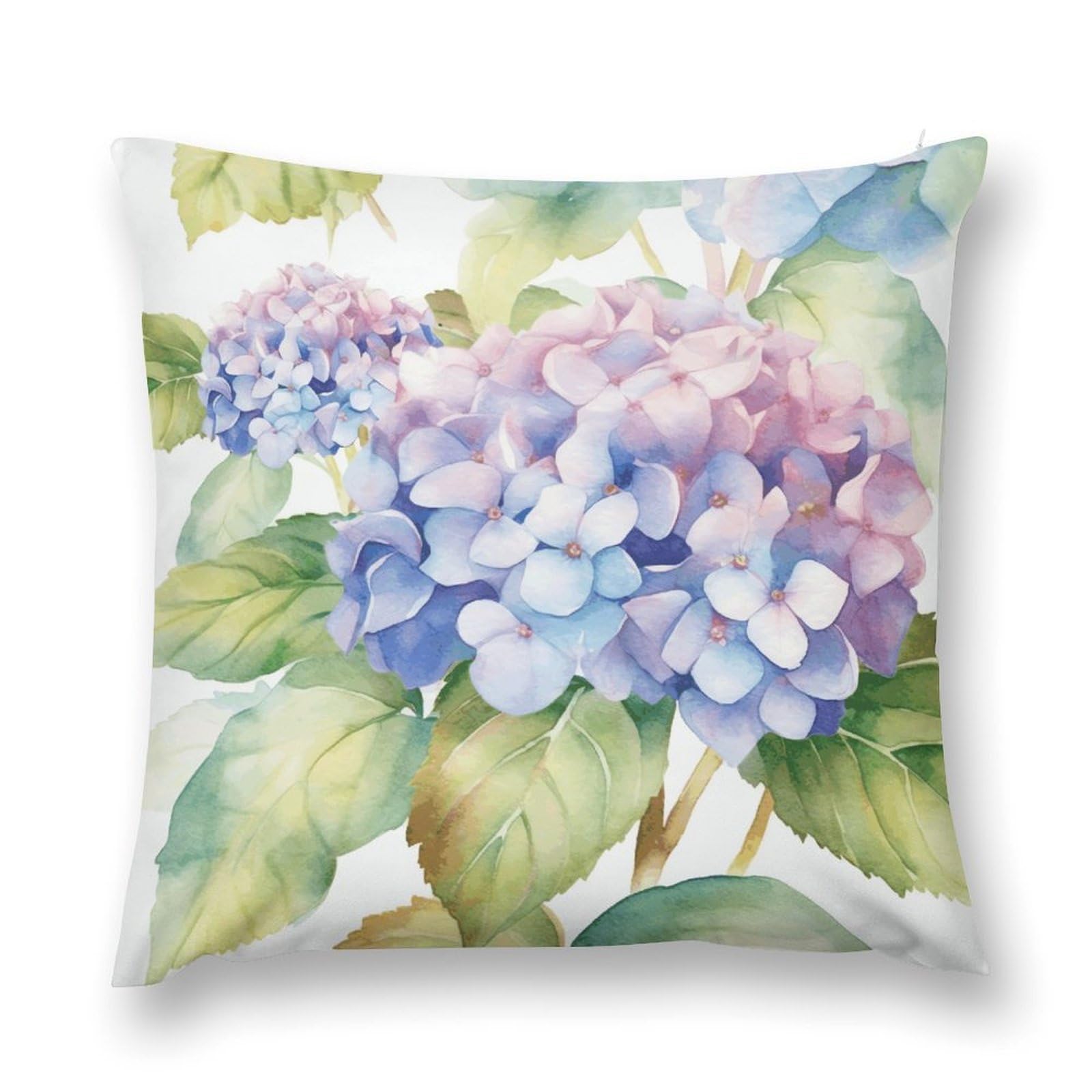 VstaDank Hydrangea Watercolor Throw Pillow Cover with Hidden Zipper Farmhouse Couch Pillow Cover Cozy Soft Short Plush Cushion Case Fashion Square Decorative Pillow Cover for Living Room