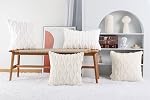 MADIZZ Pack of 2 Soft Plush Short Wool Velvet Decorative Throw Pillow Covers Luxury Style Cushion Case Pillow Shell for Sofa Bedroom Square White 16x16 inch