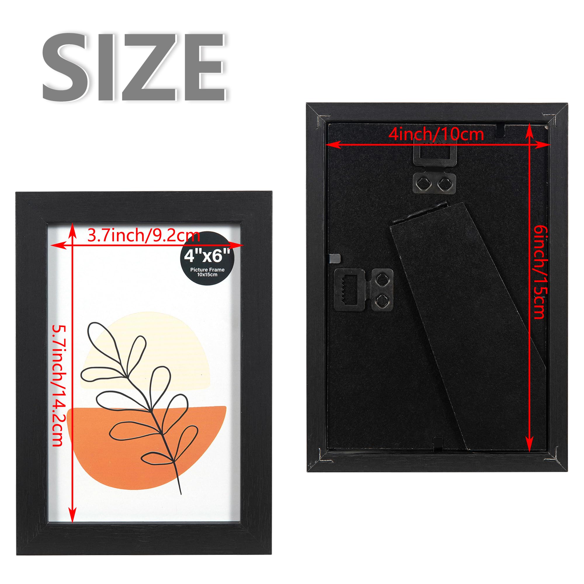 KAIWIN Black 6x4 Inch Picture Frames Set of 3, with Acrylic Glass for Table Top Display and Wall Mounting Photo Frame - Image 4