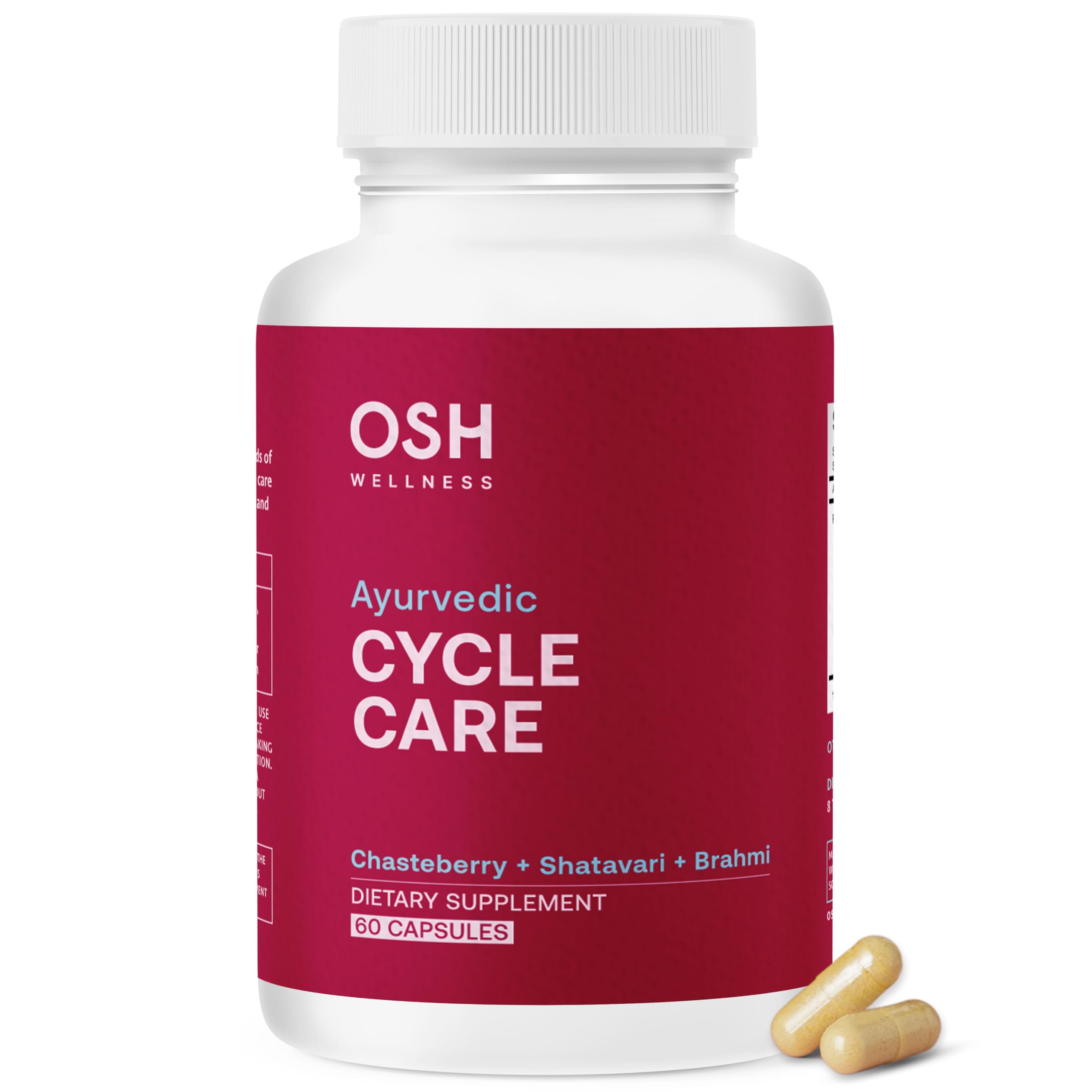 Osh Cycle Care | Ayurvedic PMS Symptom Relief for Women | Menstrual Cycle Regulator | Irregular Period Support | Made in USA | Eases Hormonal Cramps, Bloating & Acne | Chasteberry, Shatavari, Brahmi