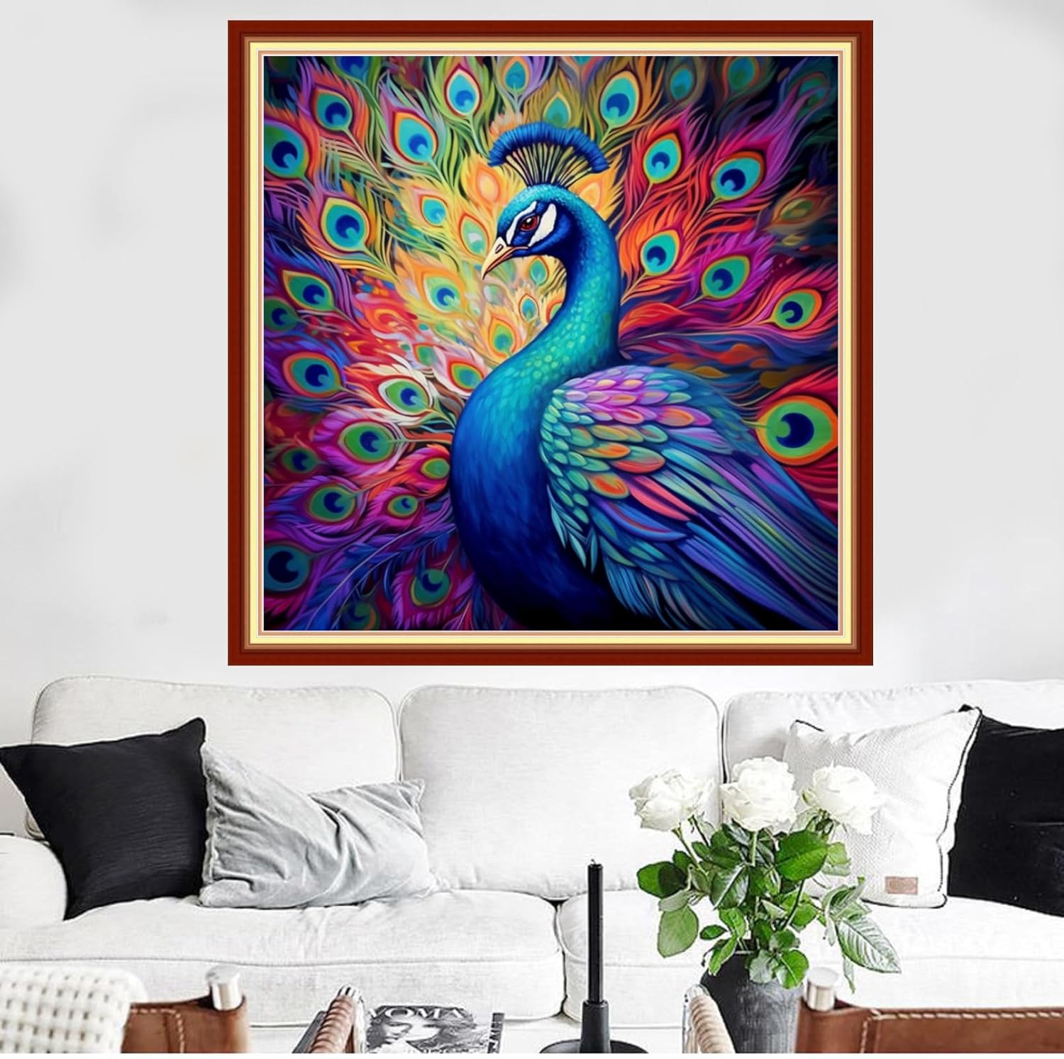 Funxvoot Stamped Cross Stitch Kits Beginners Full Range of Embroidery Kits for Adults 11CT Embroidery Patterns Needlepoint Kits Printed Cross Stitch Kits - (Colorful Peacock 18x18 inchs)