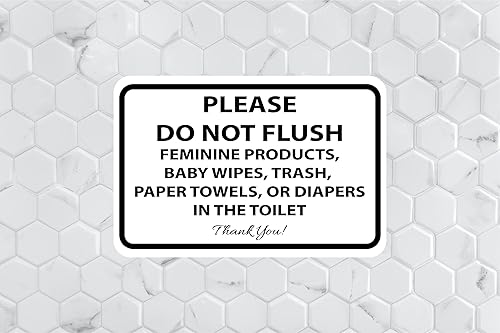 Miniatura 5 de Letreros adhesivos con texto en inglés Please Do Not Flush Thank You para baño, 6 x 4 pulgadas, paquete de 10 unidades, vinilo de grado industrial