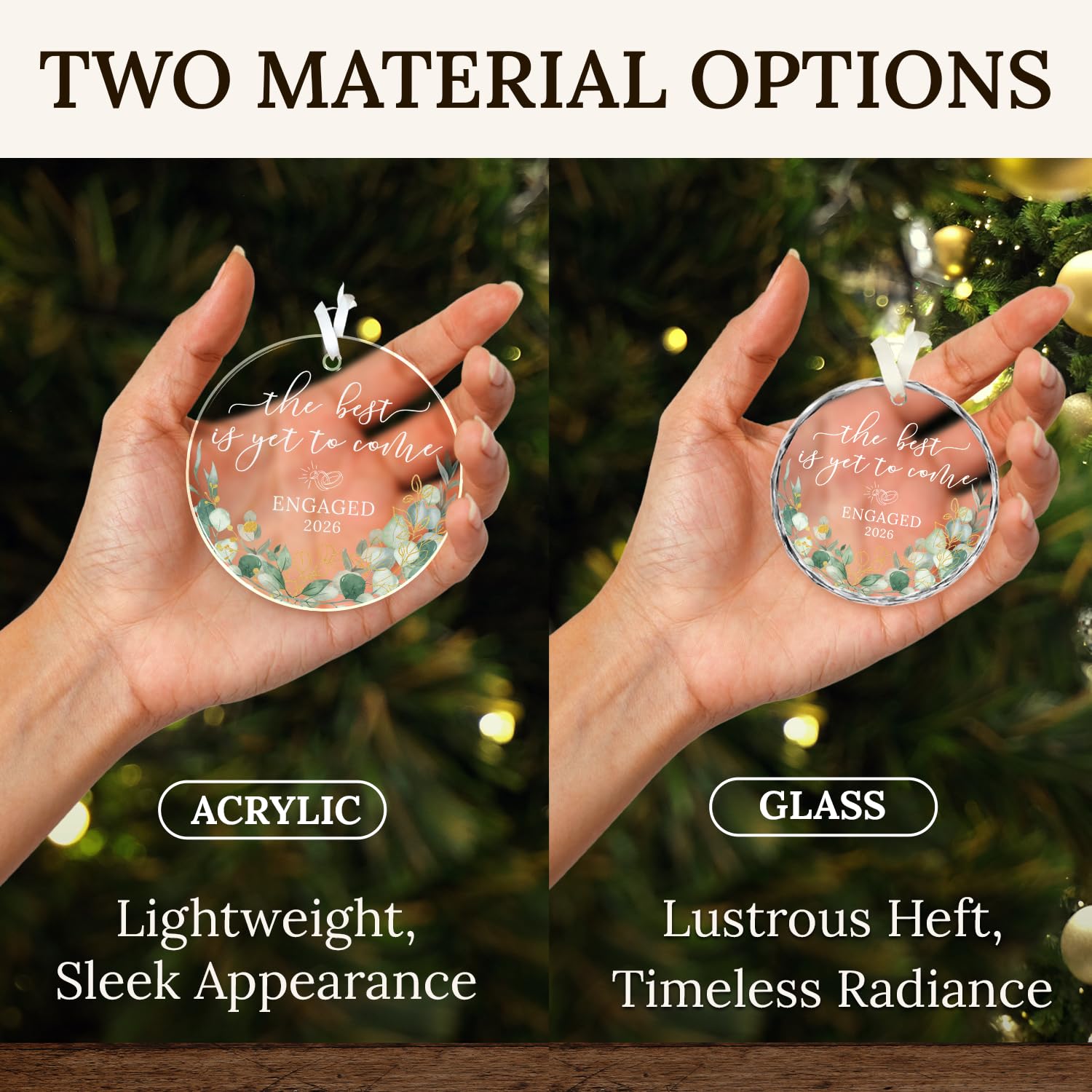 HEXMOZ Engagement Gifts for Couples - Engagement Gifts for Newly Engaged Couples, Bride to Be, Women, Fiance, Her - Just Engaged Gift, First Christmas Ornament 2025 Party Decoration - Acrylic Ornament