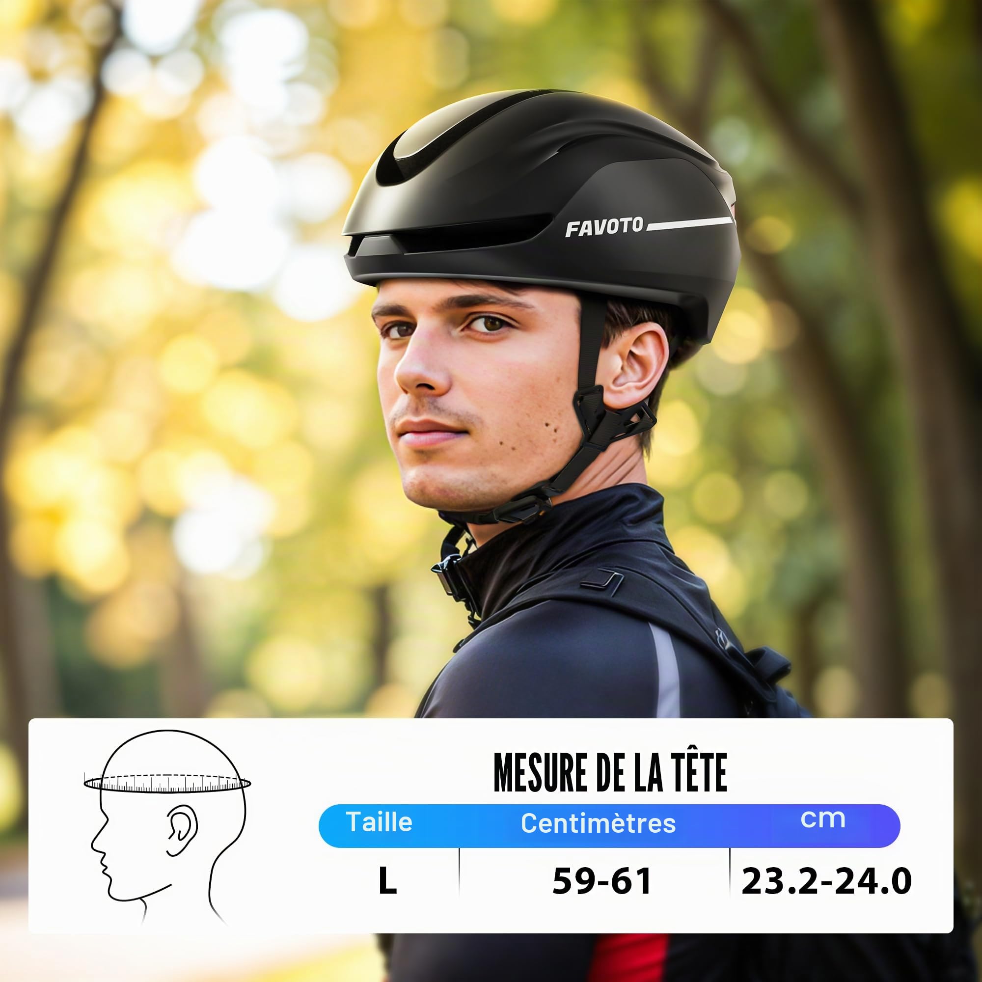 Favoto Casque de vélo Intelligent avec lumières et Clignotants, certifié CE, Casque de Cyclisme pour Adultes avec télécommande, 3 Modes d'éclairage Rouge : Respiration, Clignotant, Fixe
