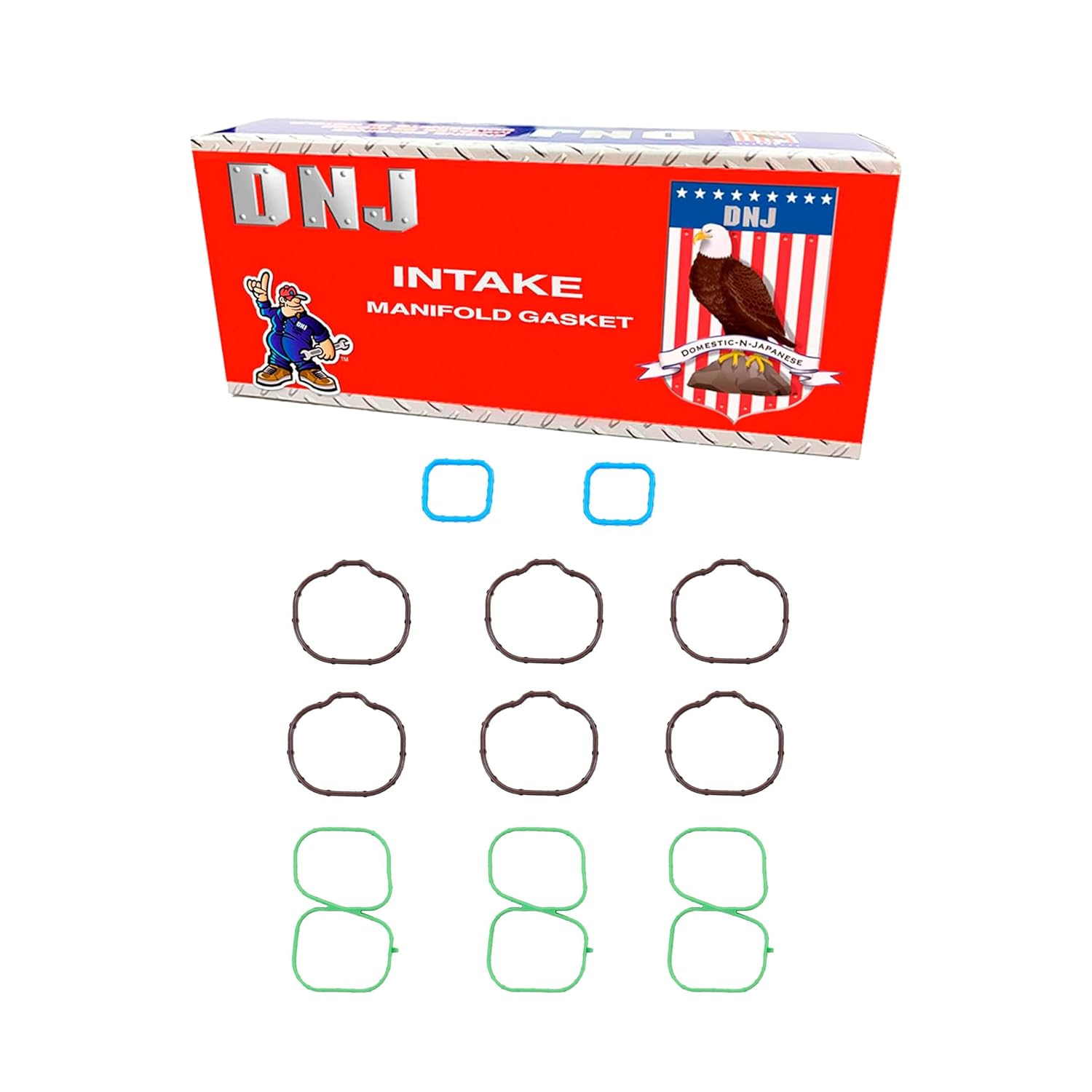 DNJ IG4198 Intake Manifold Gasket Set for 2007-2015 Ford, Lincoln, Mazda, Mercury 6, CX-9, Edge 3.5L-3.7L V6 24V DOHC 3496cc