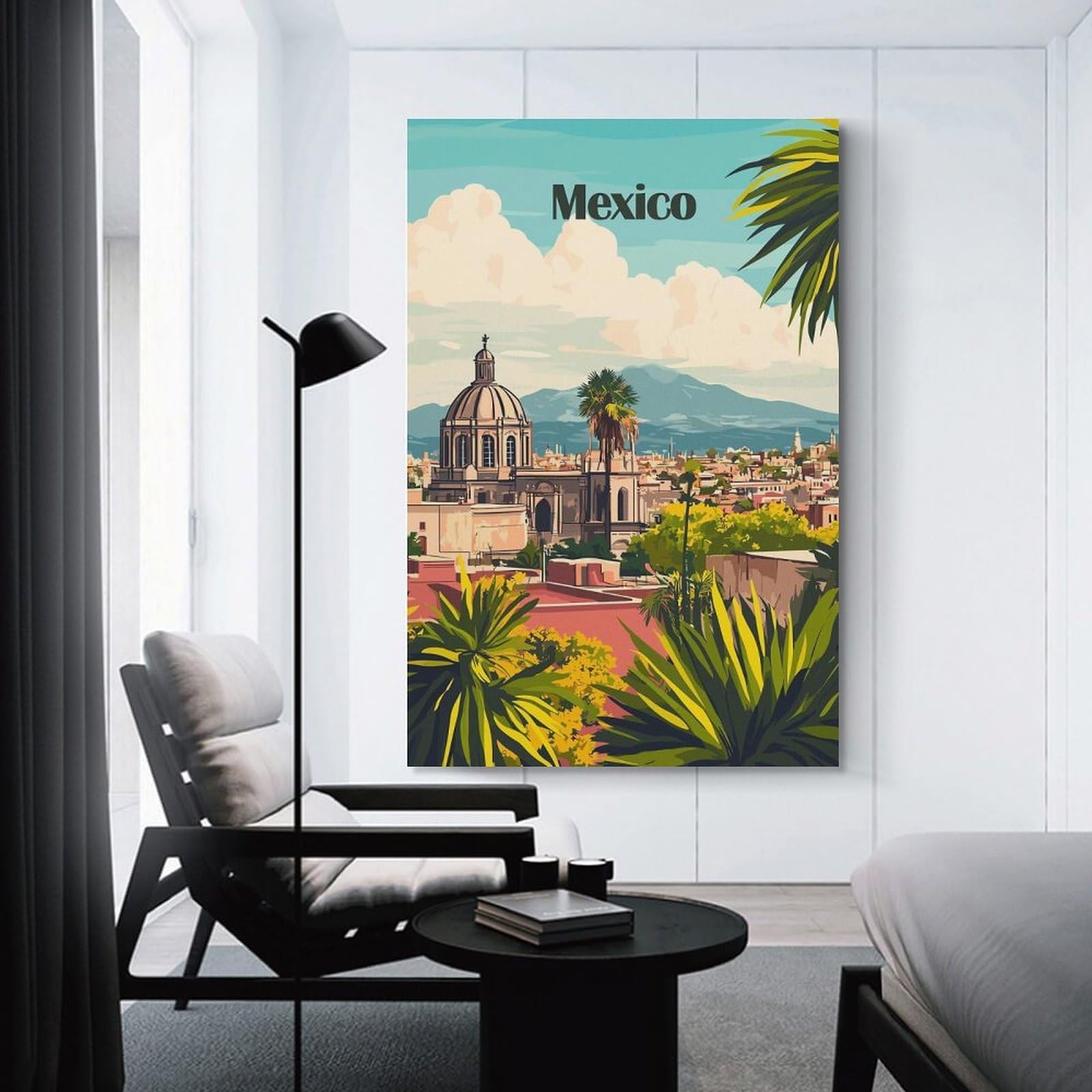 Junmoney Wall Picture Print Mexico Cityscape Travel, 24x36inch(60x90cm), for Entryway, Lounge Links Or Small Walls, Home Artwork for First Impressions