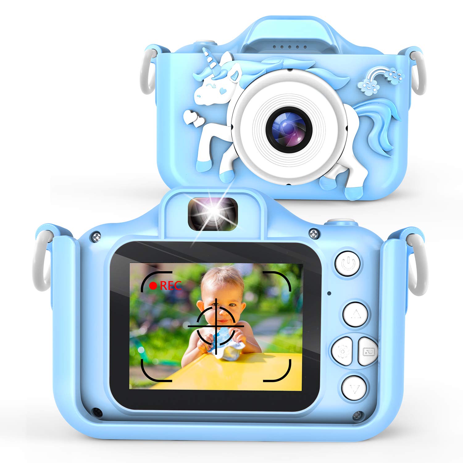 Waayu Upgrade Kids Camera,1080P HD Digital Video Cameras for Children,Best Birthday Gifts for Age 3-9 Child,Portable Selfie Toy for 3 4 5 6 7 8 9 Year Old Boys Girls with 32GB SD Card -Blue