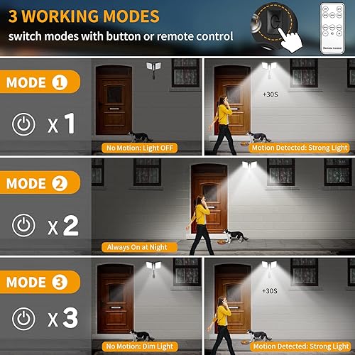 Miniatura 4 de Farolas solares para exteriores, impermeables, con energía solar, luz de seguridad con sensor de movimiento y control remoto, iluminación exterior