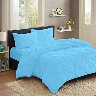 Ray Bedding & Linen 400 Thread Count Pintuck King Size Duvet Covers 100% Egyptian Cotton King Size Duvet Set With Pillow cases 2 Pack, 3pc Bedroom Accessories Bedding Sets King Size