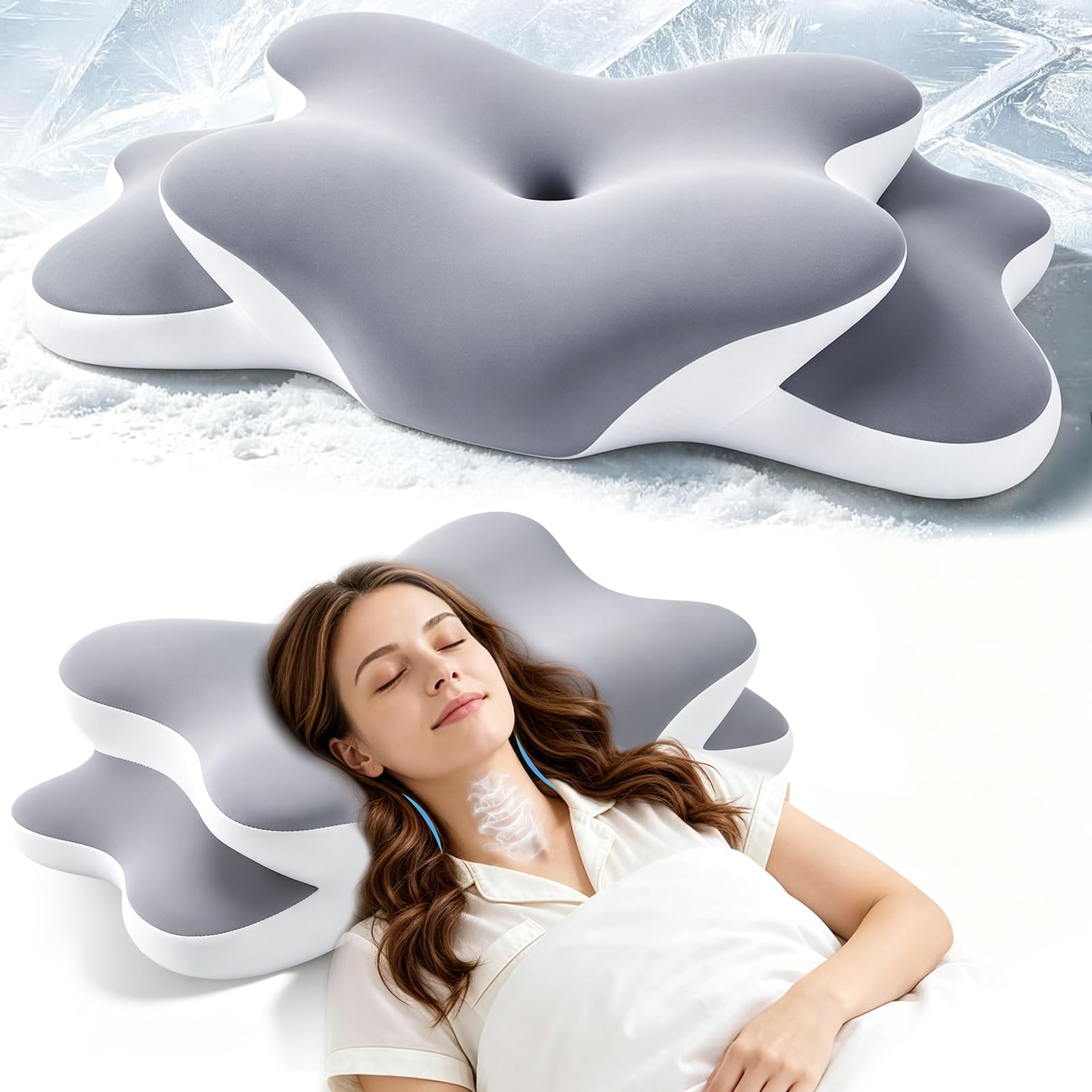 Photo 1 of WENGTY Queen Size Memory Foam Pillow for Neck Pain Relief