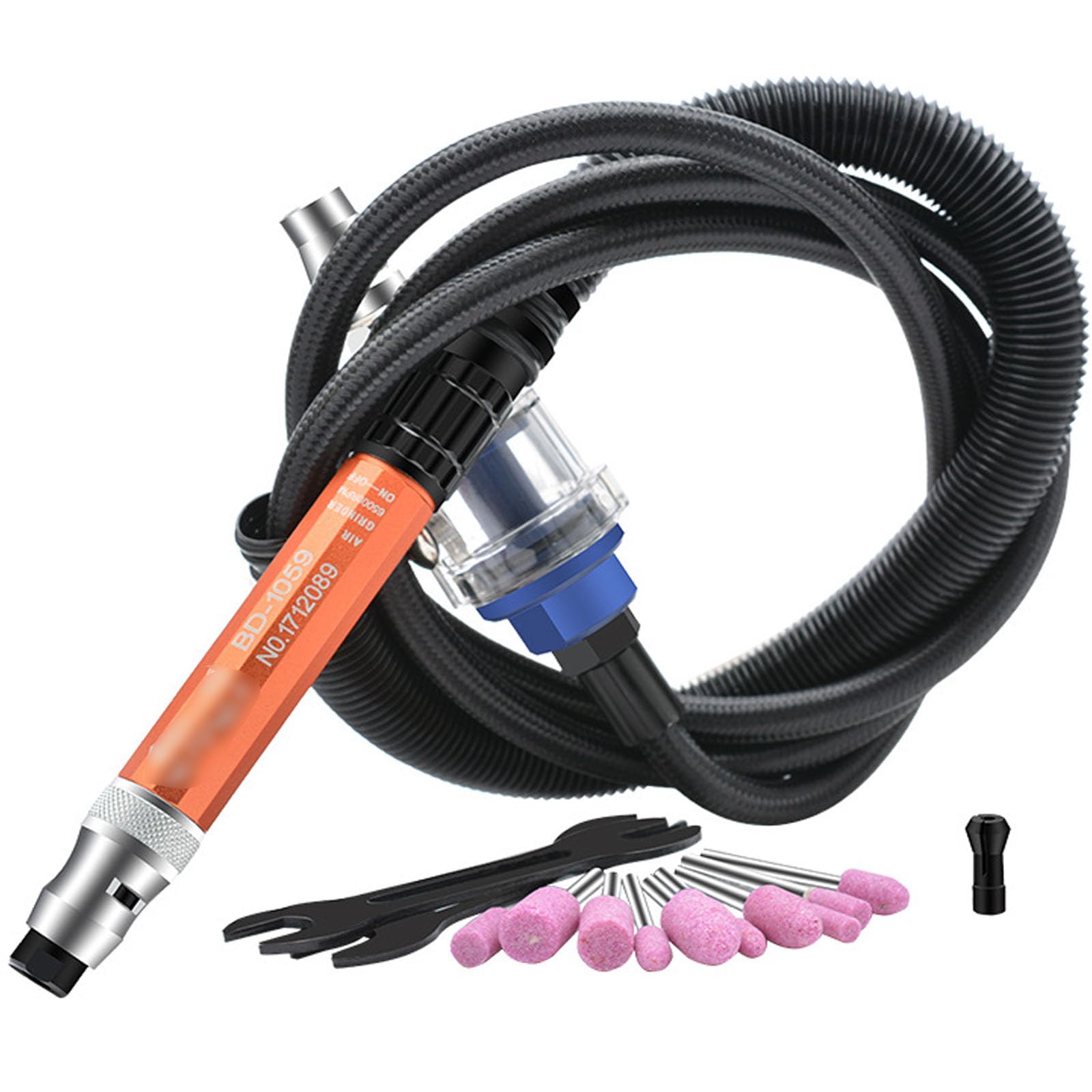 Szlifierka pneumatyczna 65000 obr./min, ręczne narzędzie pneumatyczne z głowicą szlifierską 2,38/3 mm, złącze wlotu powietrza 1/10.2 cm, silny moment obrotowy, do grawerowania znaków na