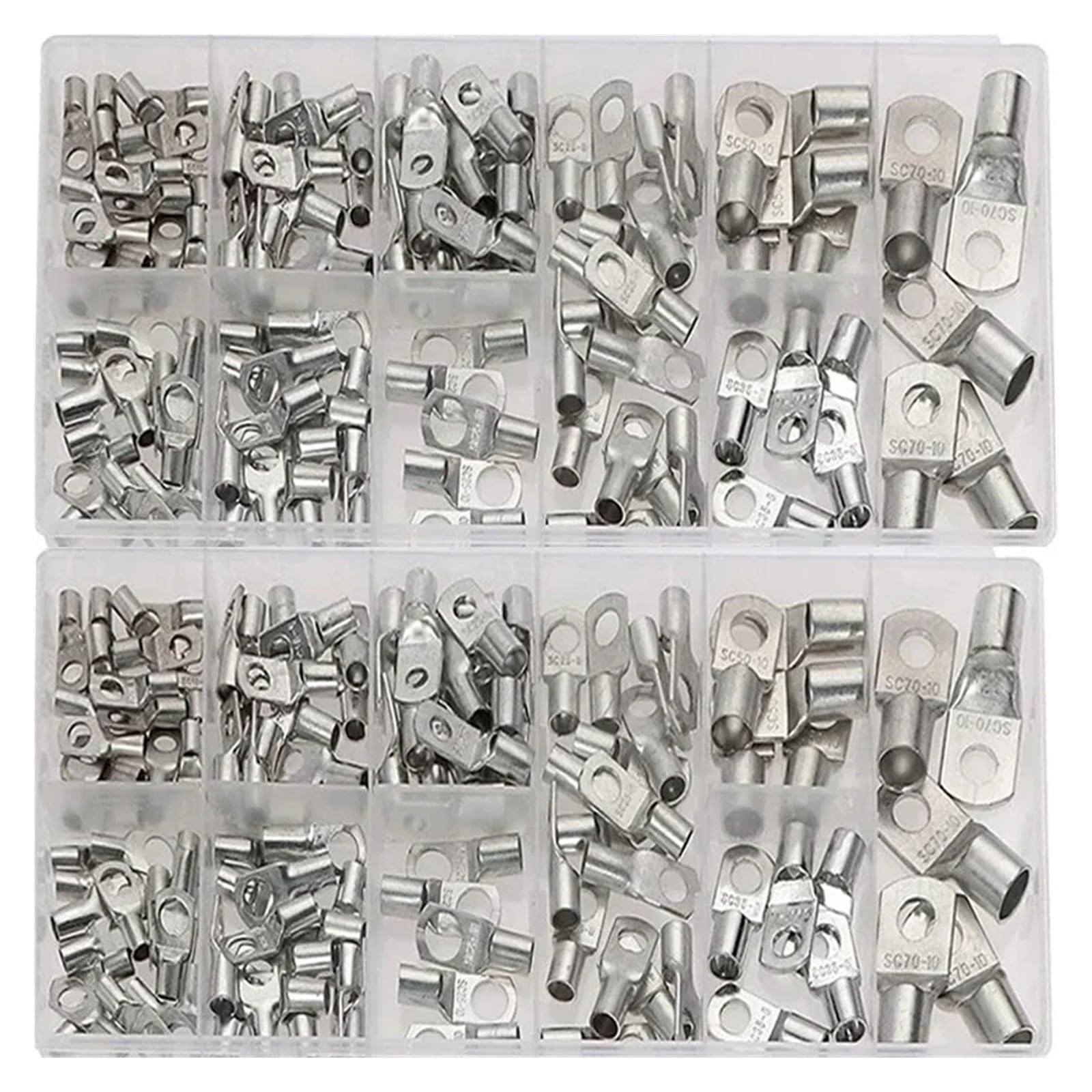 UYCUODLUY 110PCS Wire Crimp Connector Tinned Copper Ring Terminals Soldered Connector Kit Battery Terminal Wire Connector Terminals