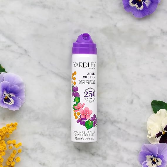 Yardley London Body Fragrance Spray 75ml | Mix & Match Any 3 Scents | Choose from English Lavender, Blossom & Peach, Bluebell & Sweet Pea, Freesia & Bergamot, April Violets | 3 x 75ml