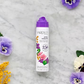 Yardley London Body Fragrance Spray 75ml | Mix & Match Any 3 Scents | Choose from English Lavender, Blossom & Peach, Bluebell & Sweet Pea, Freesia & Bergamot, April Violets | 3 x 75ml