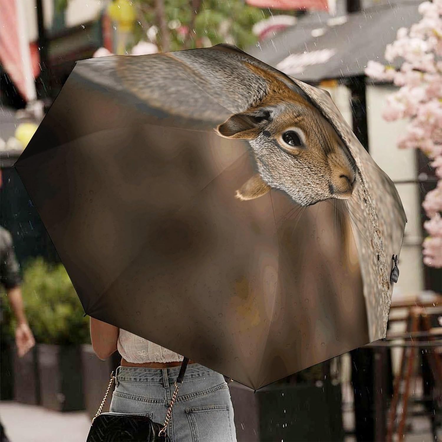 Squirrel Just Laying Umbrella Extra Large Folding, Travel Umbrella Windproof, Compact, Golf Umbrella With Unique Patterns, Fashionable And Beautiful for Men And Women.