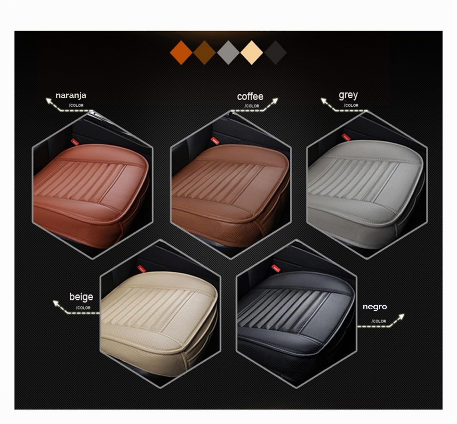 Cojín Asiento Para Mercedes W124 W245 W212 W169 Ml W163 W246 Ml W164 Cla Gla W639 Funda universal para asiento de automóvil Bamboo Charcoal。 Funda Asiento Coches(Negro,1pcsFront Seat Covers)