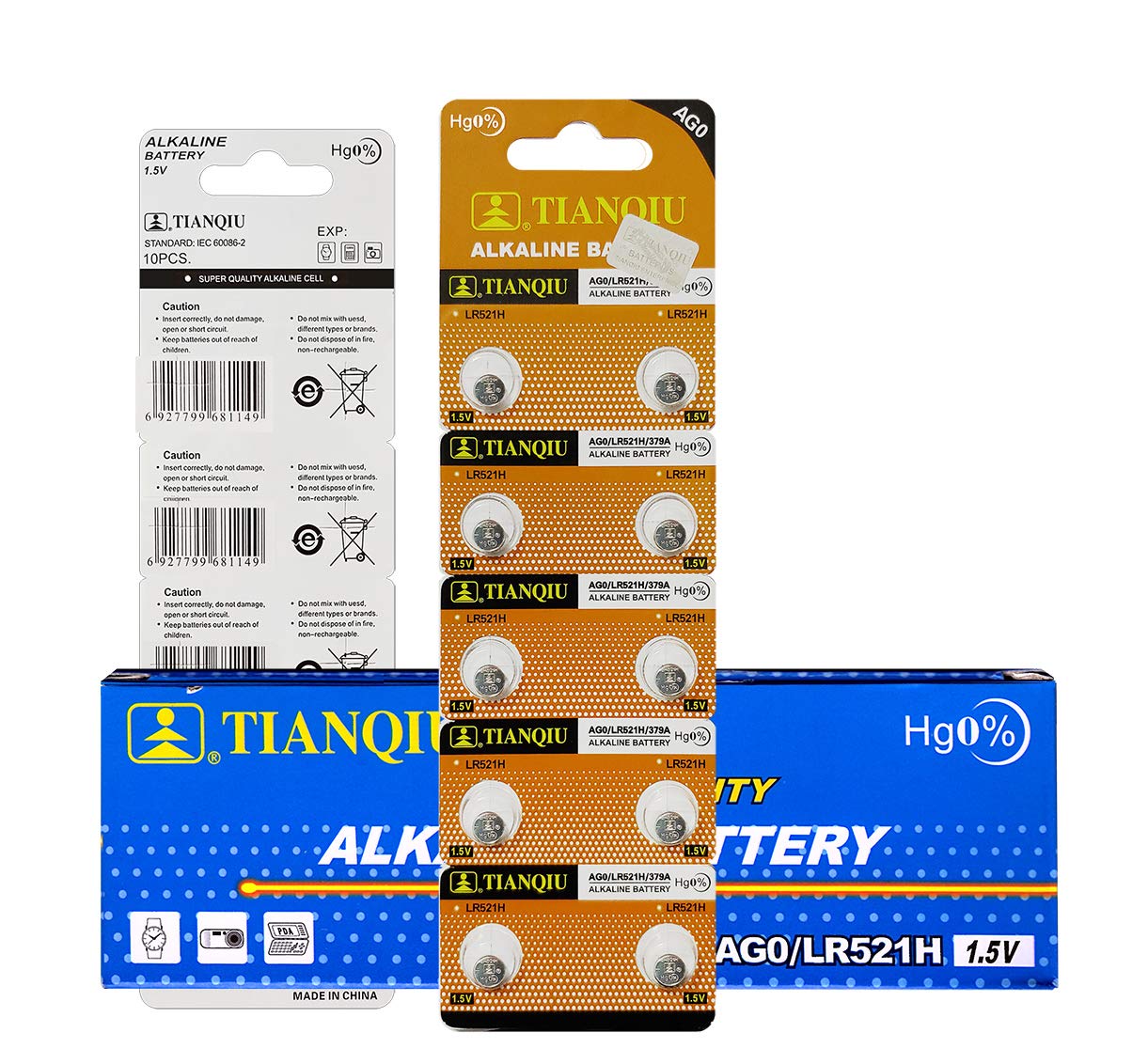 Tianqiu 10PCS Ag0 Lr521 379 Sr521Sw Alkaline Battery