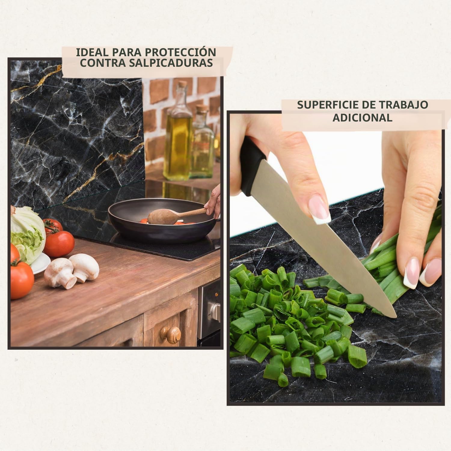 TMK - Placa de cubierta para estufa, 60 x 52 cm, cristal, decorativa, para cocinas eléctricas, inducción, protección contra salpicaduras, tabla de cortar, mármol negro