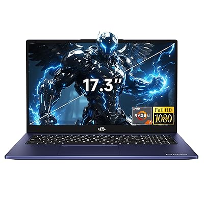 NIMO 17.3" Gaming-Laptop, AMD R7 7735HS (8C/16T, Beats i7-12650H) 16GB DDR5 RAM 512GB SSD Computer with Radeon 680M, 100W Type-C, WiFi-6E, 58Wh Battery, Fingerprint, Backlit Keyboard for Business