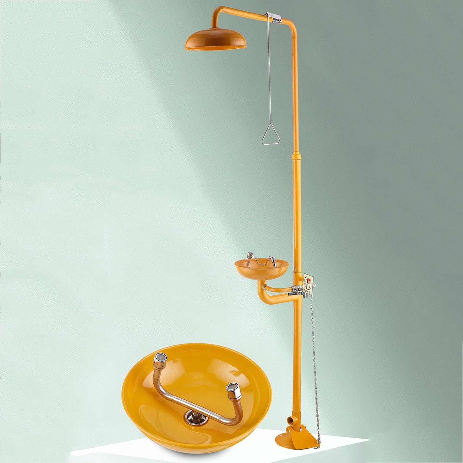 Estación de Lavado de Ojos y Ducha Combinadas, Estación de Lavado de Ojos de Ducha de Emergencia, Ducha de Estación de Lavado de Ojos de Acero Inoxidable, Unidad de Lavado de Ojos de Plomería de Pie(Y