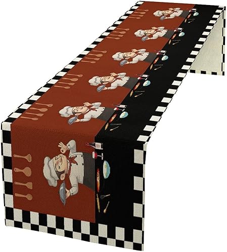 Camino de mesa de chef, camino de mesa de algodón y lino antideslizante, decoración de chef, bufandas de tocador para mesa de café, boda, fiesta,