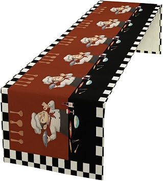 Kitchen Chef Table Runner for Kitchen Dining Thanksgiving Christmas Baby Wedding Party Decoration Table Decor 13x70Inch