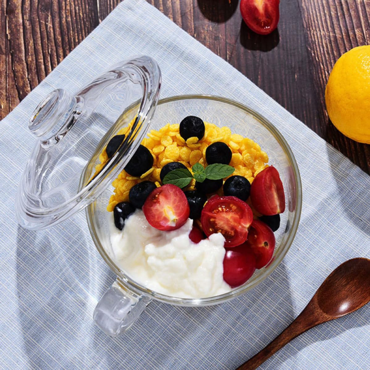 2 Tazas de Vidrio para Beber 600ml, con Tapa, Sencillas y Elegantes | Juego de 2 Piezas, Vidrio Transparente, Uso en Hogar y Restaurante, Formato Versátil para Leche, Té o Agua