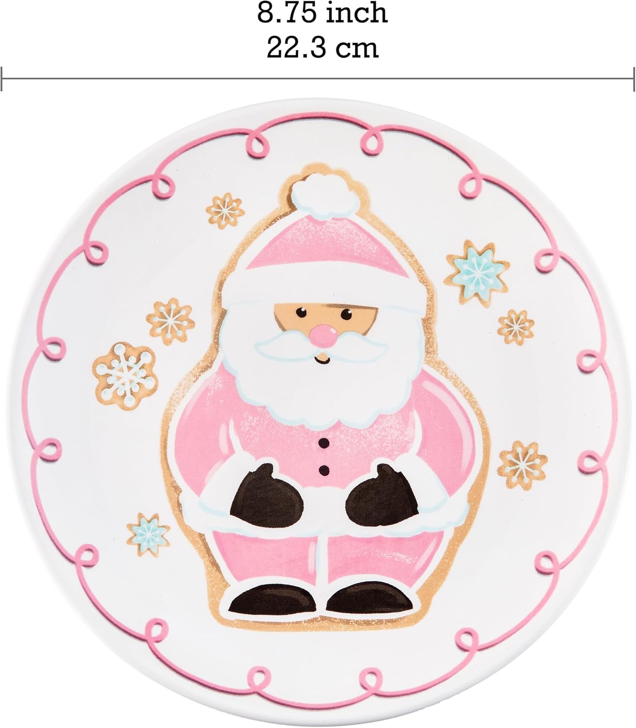 Bico Pastel Gingerbread Man Salad Plates Set of 4, 8.75 Inch Ceramic Dessert Plates for Salad, Appetizer, Side Dishes, Microwave and Dishwasher Safe, Gift for Housewarming and Christmas