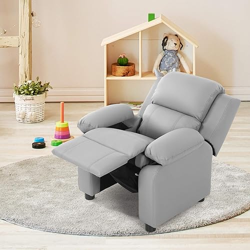 Miniatura 18 de HONEY JOY Silla reclinable para niños, silla de descanso 2 en 1 con almacenamiento para reposabrazos, reposapiés ajustable y reposacabezas, silla