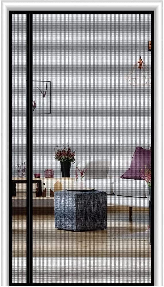 DMG Magnetic Screen Door, Size 100cm x 210cm, Reversible Left Right Side Opening, باب الشاشة, Fireproof Material Not, Thicker Fiberglass Mesh, Pets Friendly Door Screen for Living Room Bedroom Kitchen