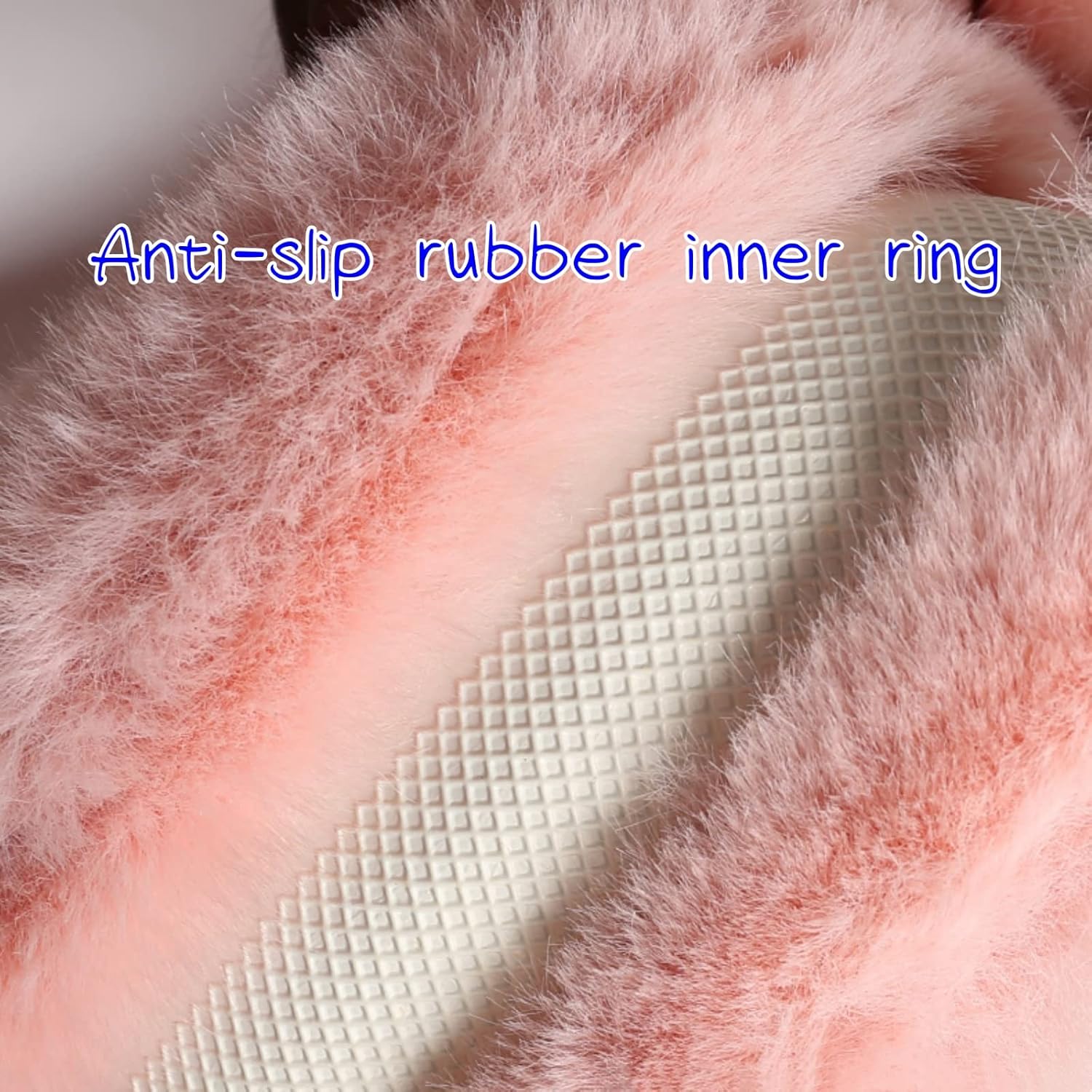Cute Kitty Fluffy Steering Wheel Cover for Women Girls Soft Faux Wool Warm Winter Steering Wheel Cover Universal 15 Inch Car (Pink)