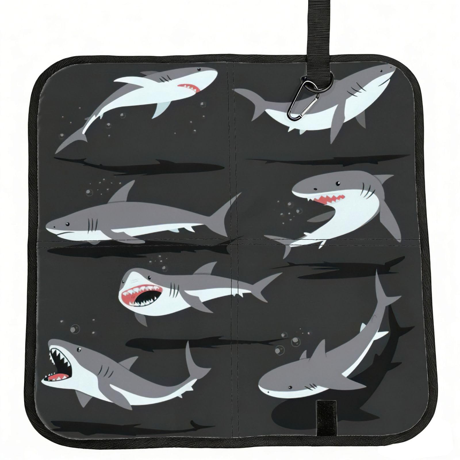 bghdfa Shark Print Outdoor Sitting Mat Waterproof Oxford Cloth Seat Cushion Folding Foam Camping Seat For Picnic