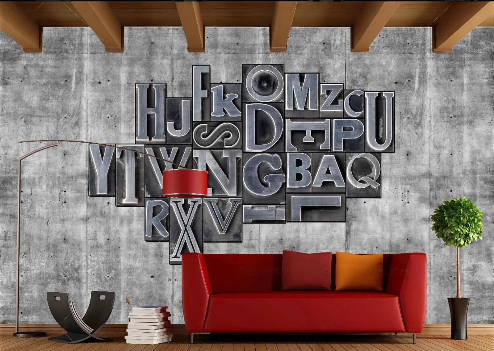 rskjdghshd Wallpaper Retro Cement Wall English Letters Embossed Bar Dining Background Wall Western Restaurant Wallpaper Drink Cafe Mural,3D,400x280cm