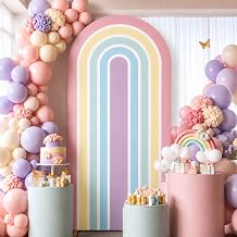 1PCS Pastel Rainbow Arch Backdrop Cover Rainbow Arched Backdrop 7.2ft Spandex Fitted Arch Stand Cover Decor for Pastel Baby Shower Wedding Birthday Party Photo Booth Background Decoration Supplies