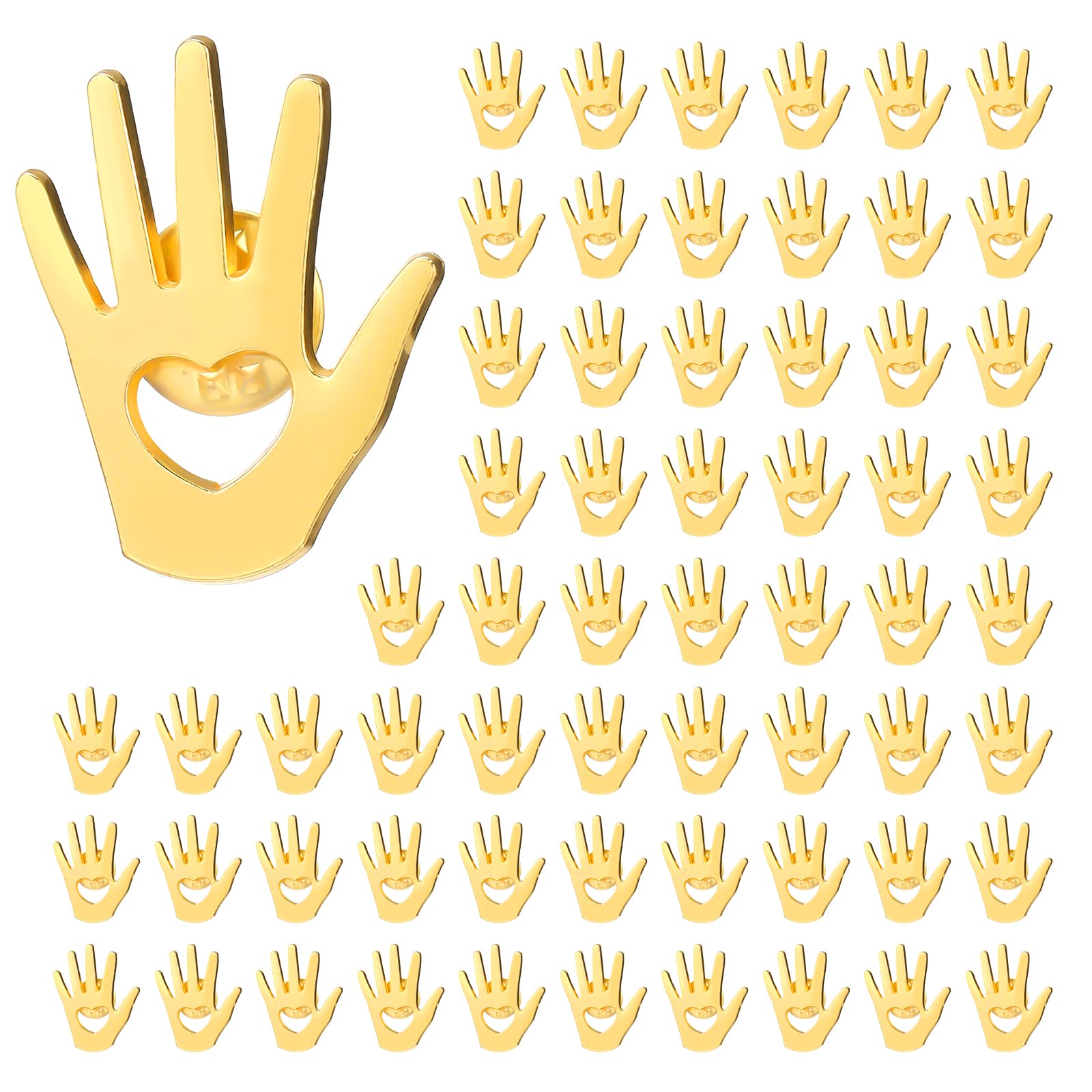 Foilswirl 100 Pcs Employee Appreciation Gifts Bulk Gold Hand Lapel Pin Volunteer Appreciation Gift Recognition Gifts for Social Worker Nurse Coworkers (Hollow Style)