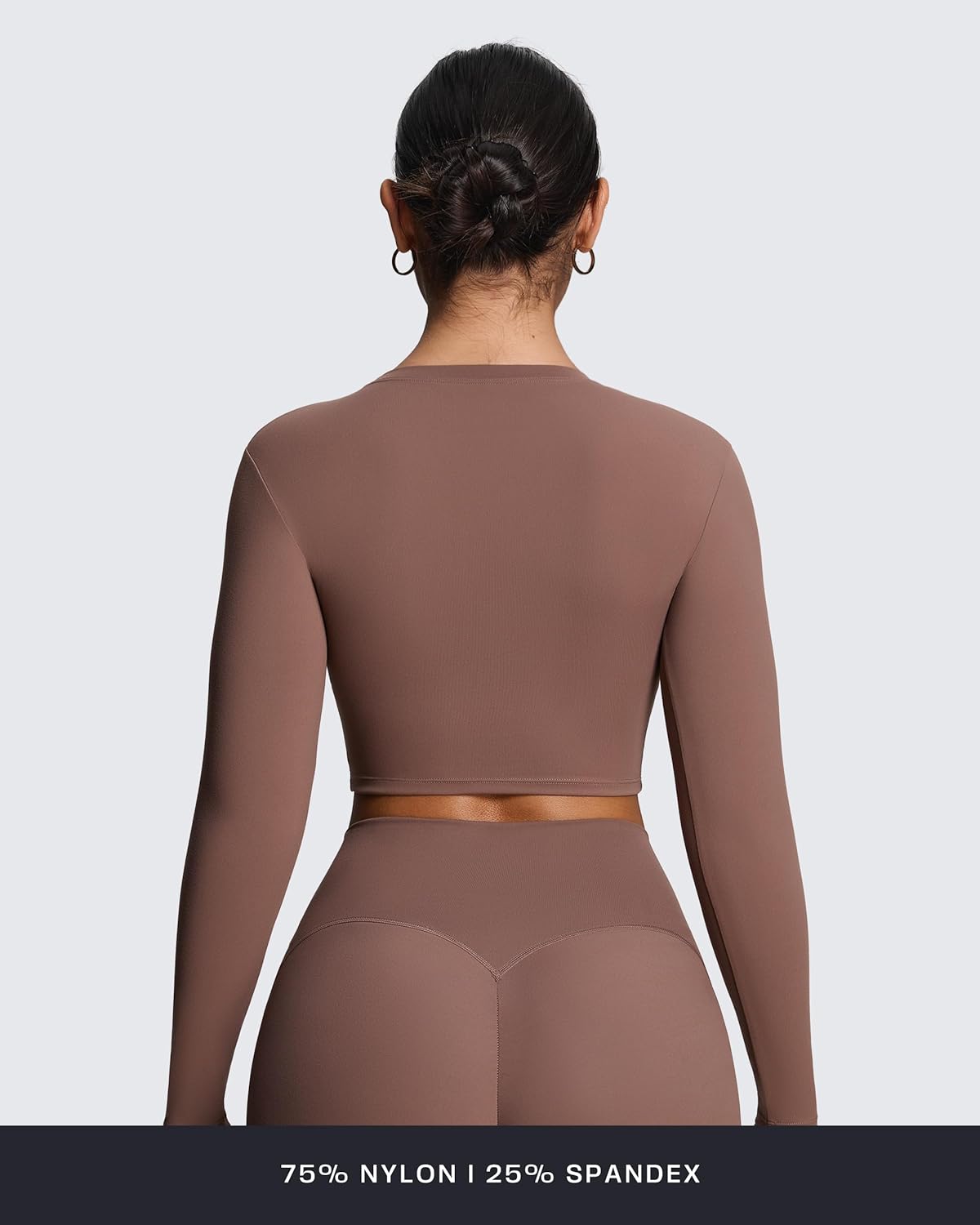 Aoxjox Long Sleeve Crop Tops for Women Classic Longline Workout Fitness Cropped T Shirt Top - Image 3