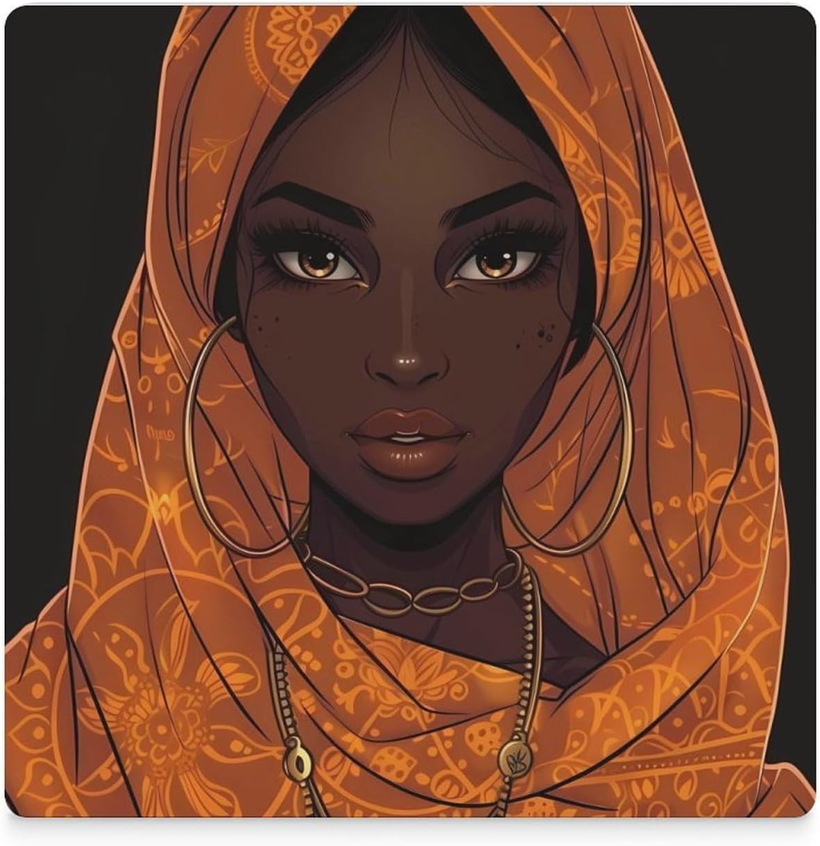 African A-mericans Pretty Women Coaster for Drinks Square Ceramic Table Coasters Stone Mat Crafts 4PCS Home Kitchen Decor