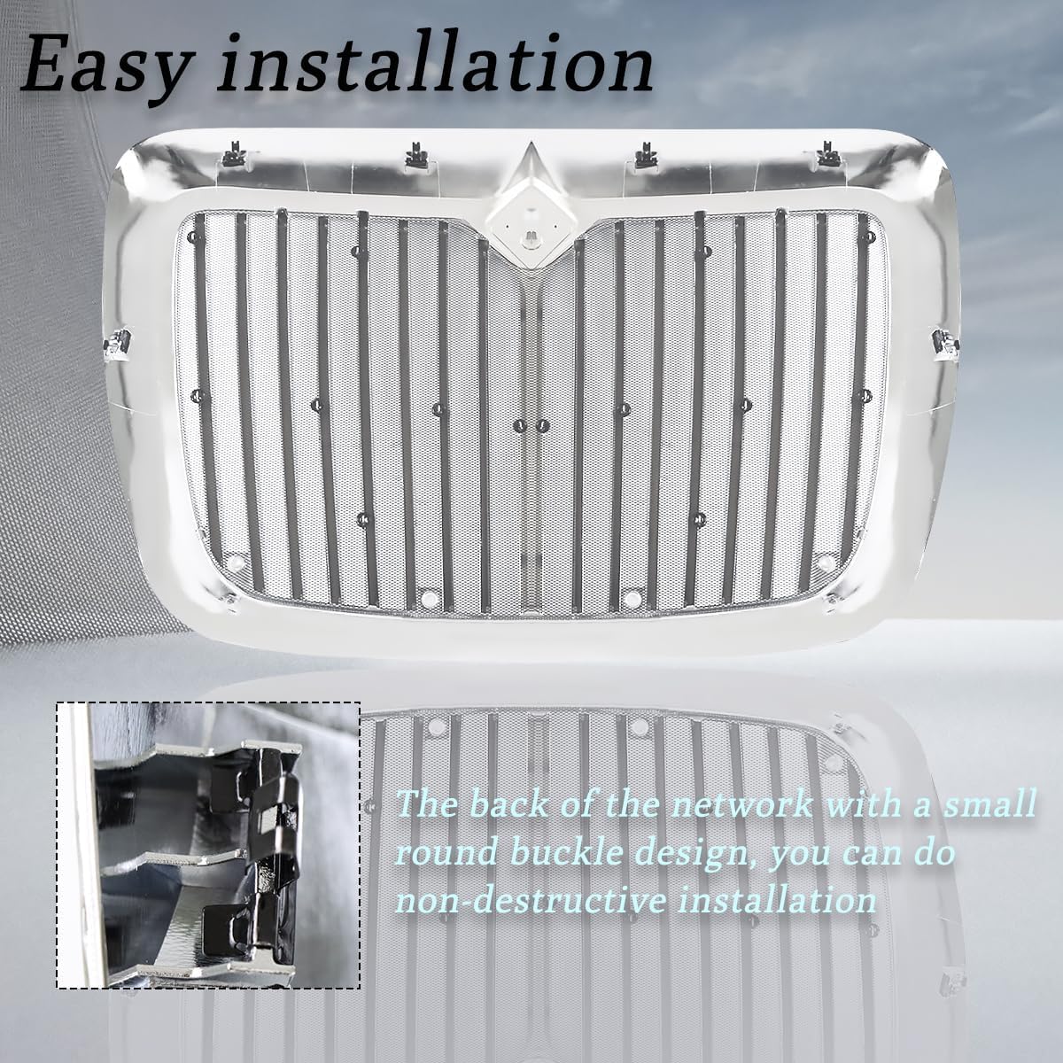Chrome Grille Grill Compatible With 2008-2016 International Prostar Truck