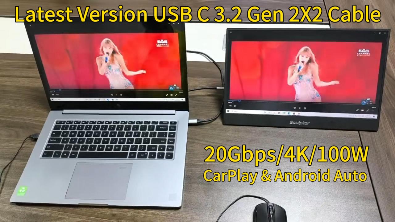 Image of ZeroneTeck 6 Inch USB C Cable 0.5FT, USB C 3.2 Gen 2X2 Cable, 4K Monitor Video Output, 20Gbps High Speed Data Transfer, 100W Fast Charging, for iPhone 17, MacBook, Dell, LG, KYY, for Portable Monitor