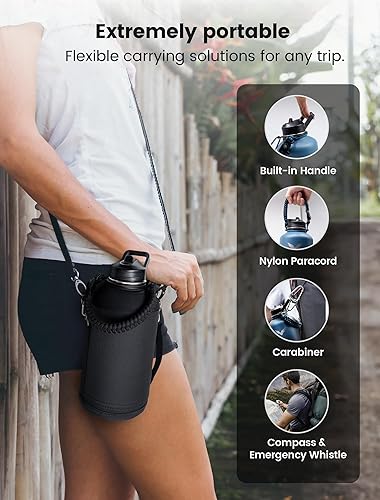 Miniatura 5 de Botella de agua aislada de 64 onzas, de triple capaal vacío de acero inoxidable (fría durante 48 horas), jarra de agua grande de medio galón con