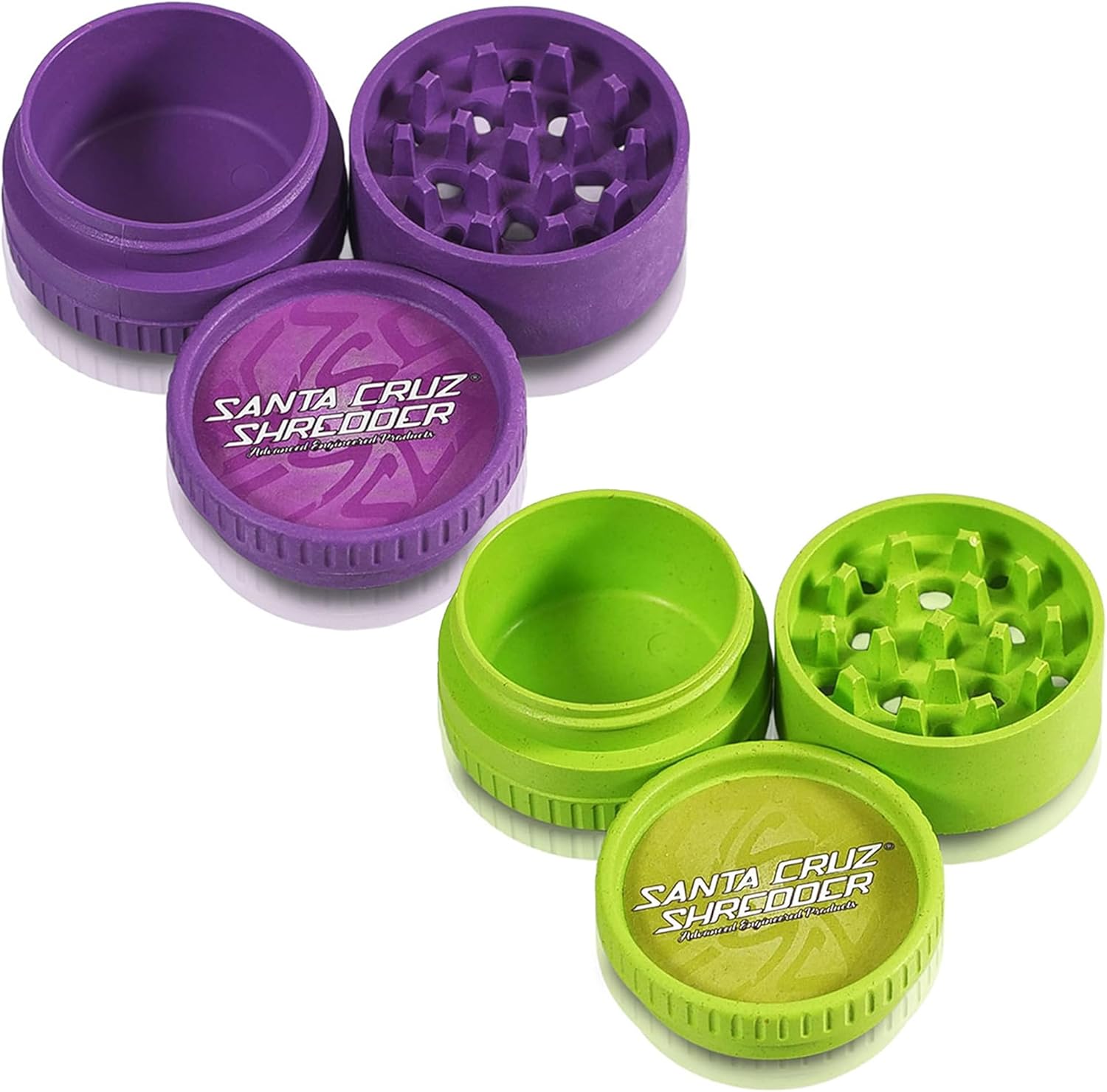 Santa Cruz Shredder Grinder for Herbs Knurled Top for Stronger Grip 3-Piece 2.2" (Lime Green)