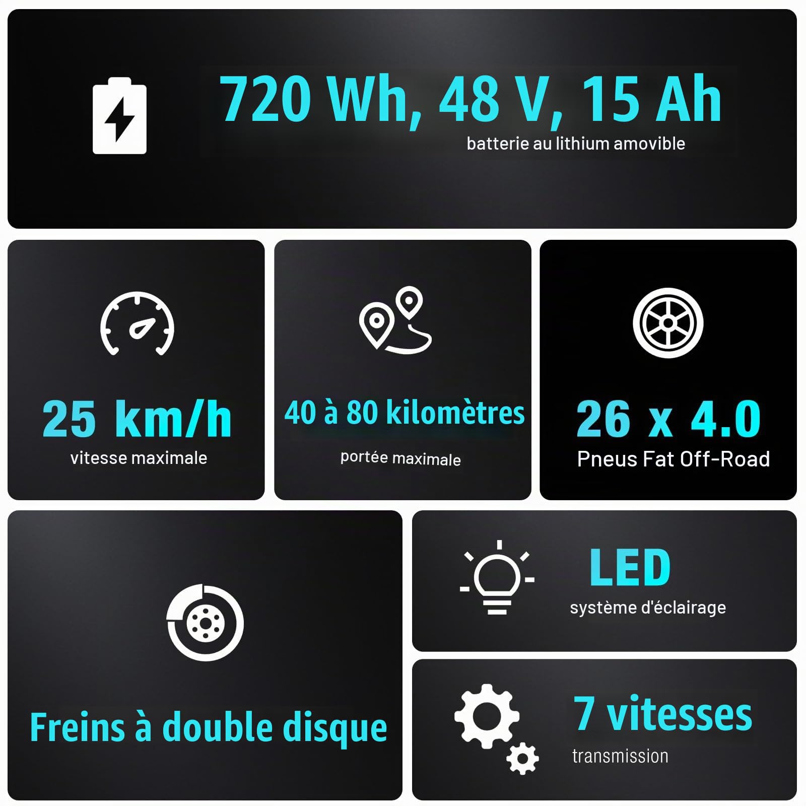 COLORWAY BK15 Vélo Électrique 26 Pouces pour Adultes, Batterie 15Ah, Moteur 250W, 7 Vitesses, Suspension Avant, Double Frein à Disque, Vélo Électrique Ville & Tout Terrain, Jusqu’à 120 kg