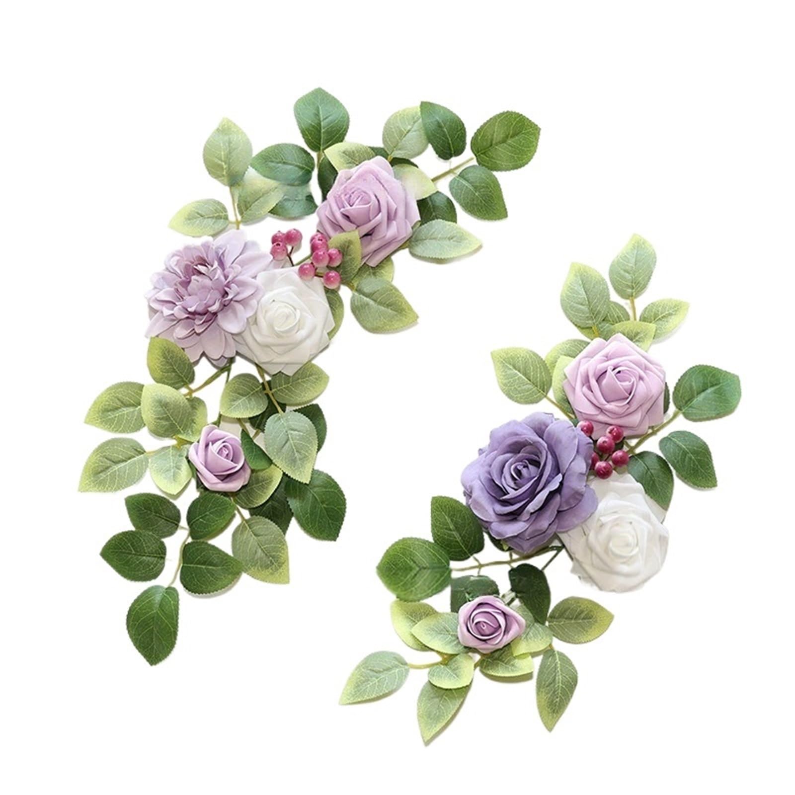 MOHUIED Artificial Floral Swags 2Pcs Artificial Flower Swag Garland Rustic Wedding Arch Flowers Kit For Sign Decorative Floral DIY for Ceremony Backdrop, Fireplace and Door Decor(Color4)