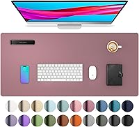 Vista 25 de Aothia Protector de escritorio de cuero, alfombrilla para ratón, alfombrilla de escritorio de oficina, secante de escritorio de cuero PU