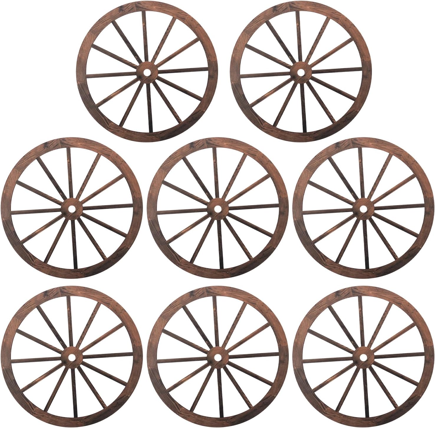 Amazon.com: Geytetqi 8 PCS Wooden Wagon Wheel Decor with Hemp Rope, 12 ...