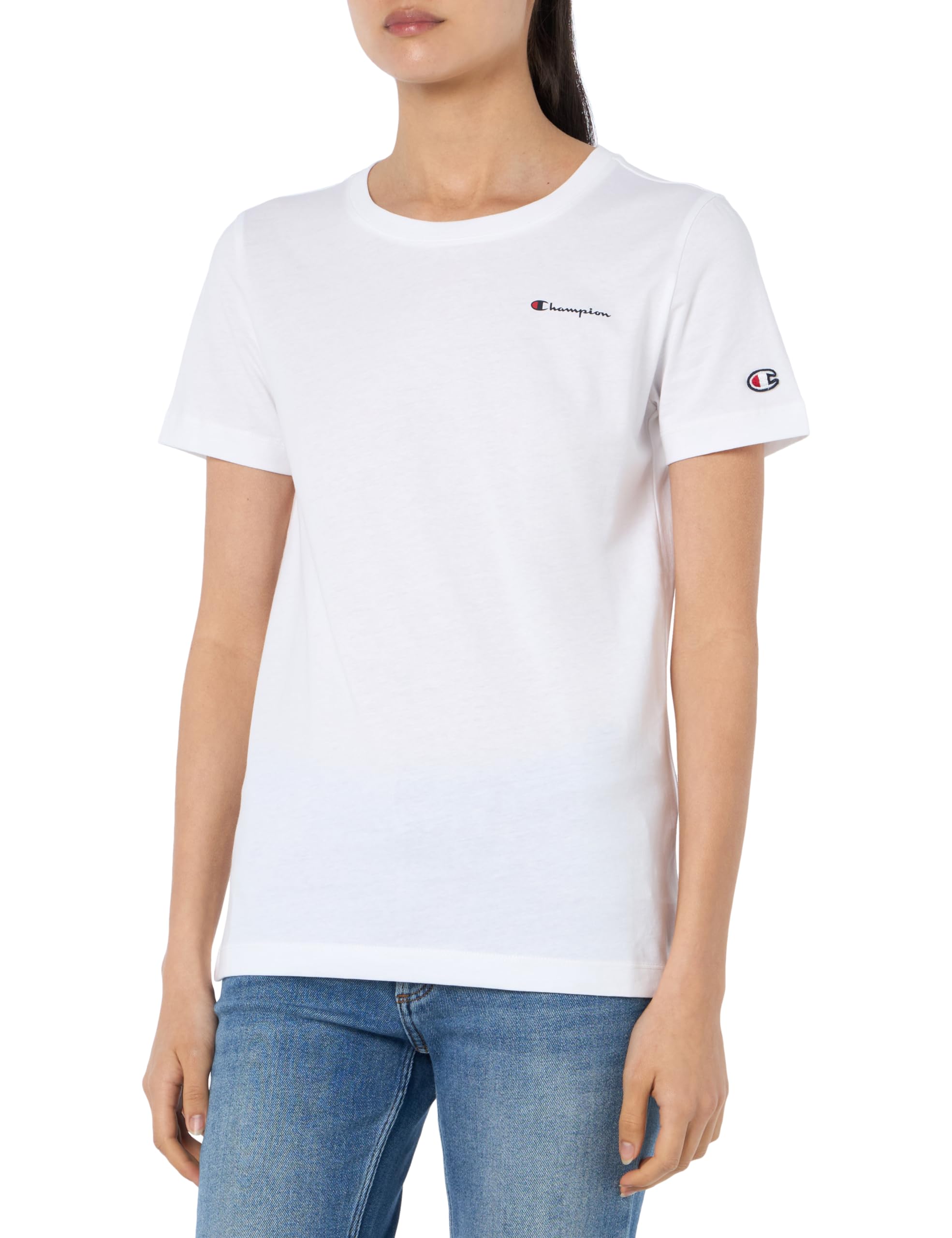 Champion Legacy Icons W - Small Script Logo S/S Crewneck T-Shirt, Bianco, L Donna SS24-image