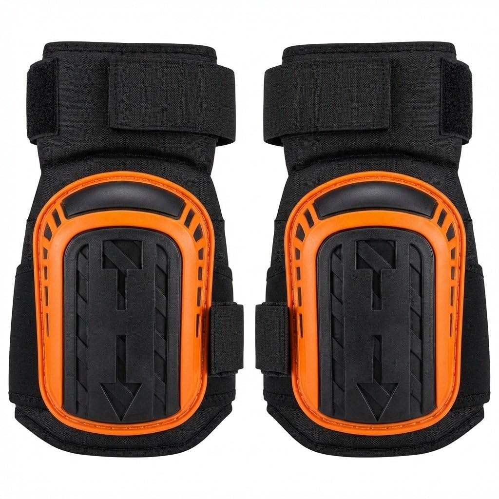 Protective Knee Pads, Orange, Heavy-Duty Construction, Adjustable Straps, Professional Work Safety Gear (Orange)