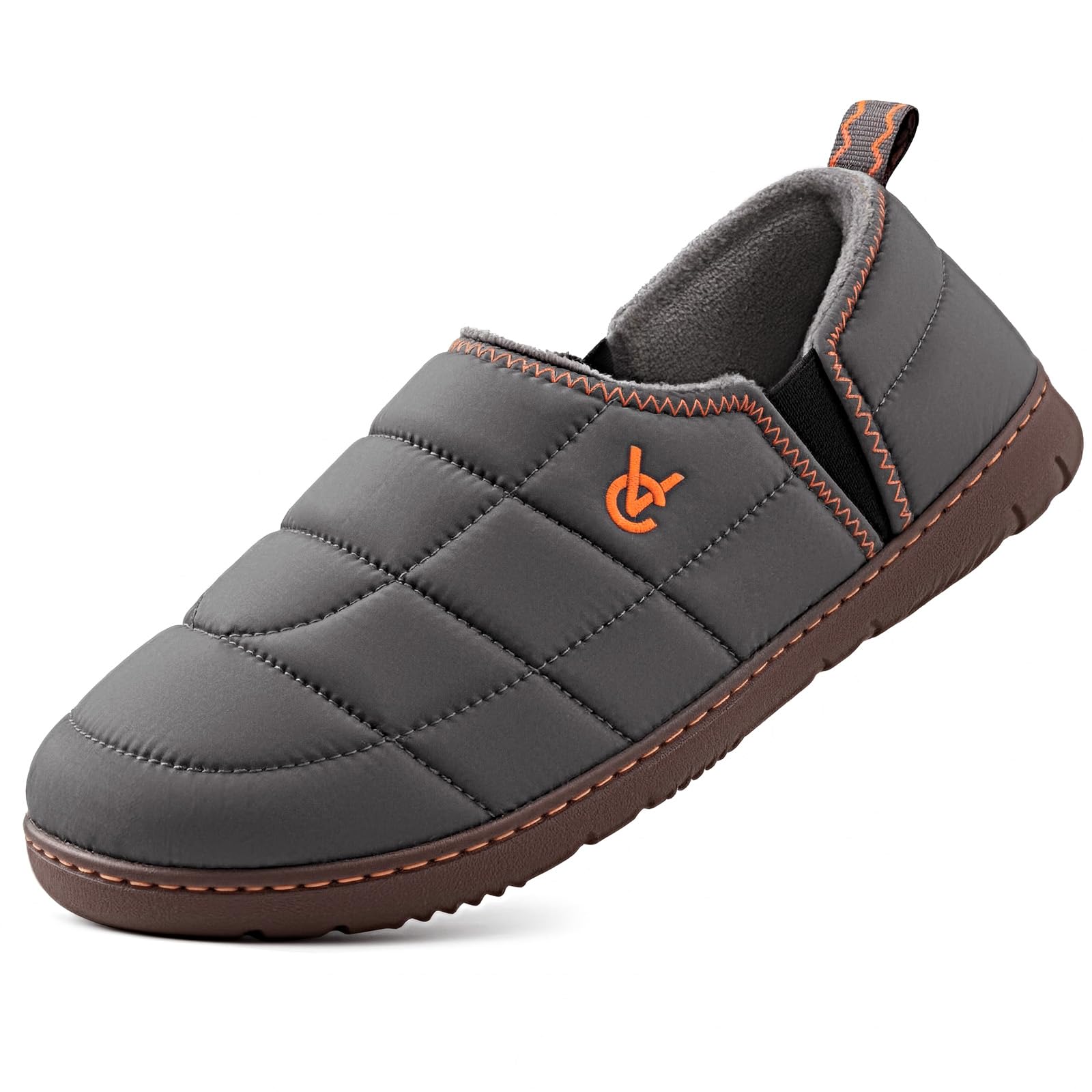 VeraCosy Mens Quilted Slippers House Shoes with Elastic Gore Anti Skid Outsole for Indoor Outdoor